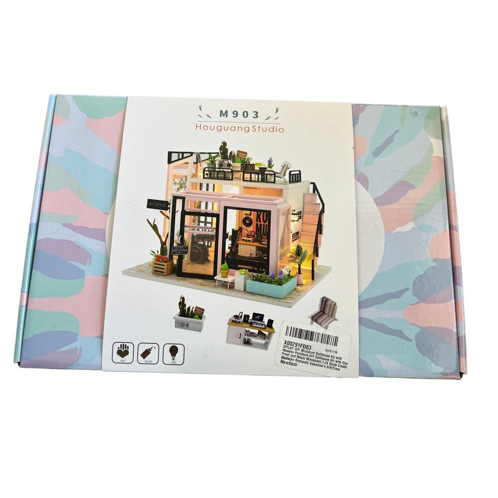 DIY Miniature Dollhouse Kit Anna's pink melody Duplex Loft  Home Toy A House